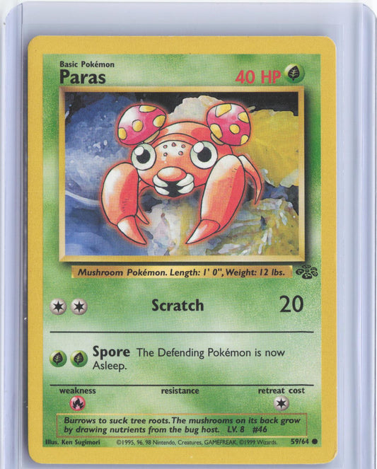 Paras 59/64 Common Jungle Pokemon Unlimited TCG Card