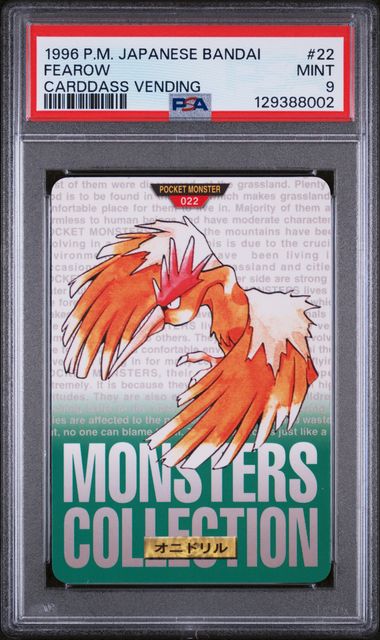 PSA 9 1996 POKEMON JAPANESE BANDAI CARDDASS VENDING #22 FEAROW CARDDASS VENDING Graded Pokémon TCG