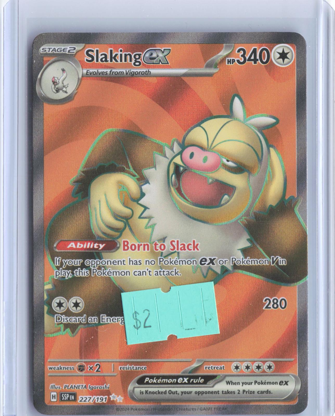 Slaking ex 227/191 Ultra Rare Surging Sparks Pokemon TCG Card