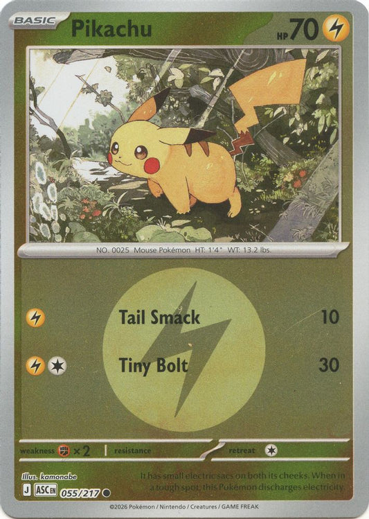 Pikachu (Energy Symbol Pattern) 055/217 Ascended Heroes Pokemon Reverse Holo