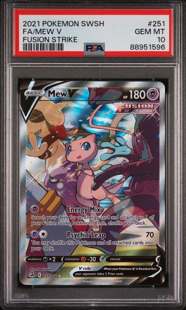 PSA 10 2021 POKEMON SWORD & SHIELD FUSION STRIKE #251 FA/MEW V FUSION STRIKE Graded Pokémon TCG Card