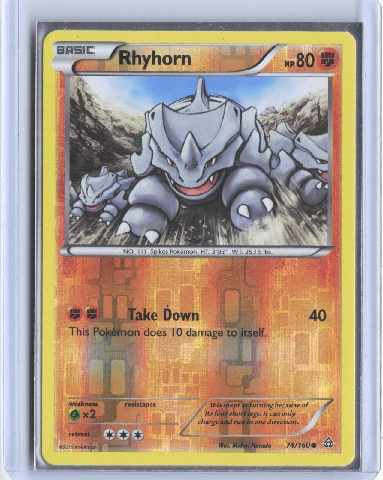 Rhyhorn 74/160 Common Primal Clash Pokemon Reverse Holo TCG Card