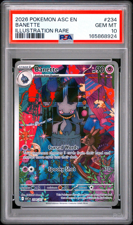 PSA 10 2026 POKEMON ASC EN-ASCENDED HEROES 234 BANETTE ILLUSTRATION RARE Pokémon TCG Card