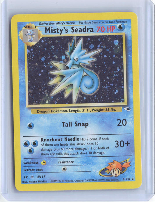 Misty's Seadra 9/132 Holo Rare Gym Heroes Pokemon Unlimited Holo TCG Card