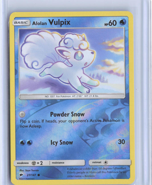 Alolan Vulpix 27/147 Common Burning Shadows Pokemon Reverse Holo TCG Card