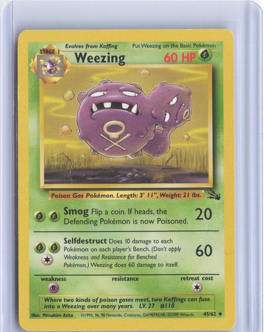 Weezing 45/62 Uncommon Fossil Pokemon Unlimited TCG Card