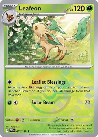 Leafeon (Poke Ball Pattern) 005/131 Holo Prismatic Evolutions Pokemon TCG Card