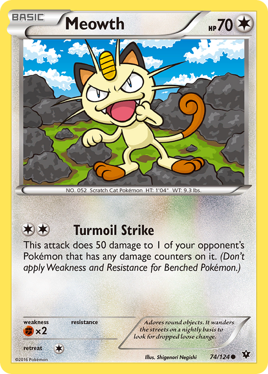 Meowth 74/124 Common Fates Collide Pokemon TCG Card