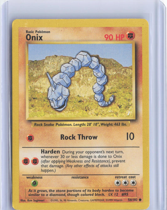 Onix 56/102 Common Base Set Unlimited Pokemon TCG Card