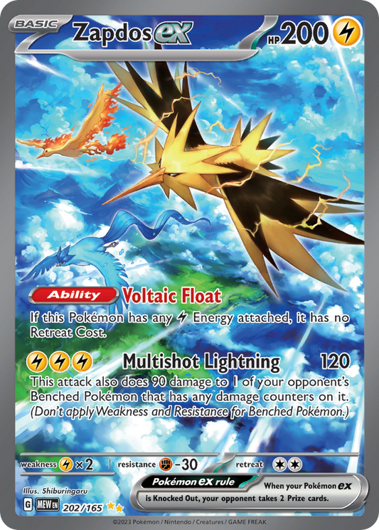 Zapdos ex 202/165 Special Illustration Rare 151 Pokemon Holo