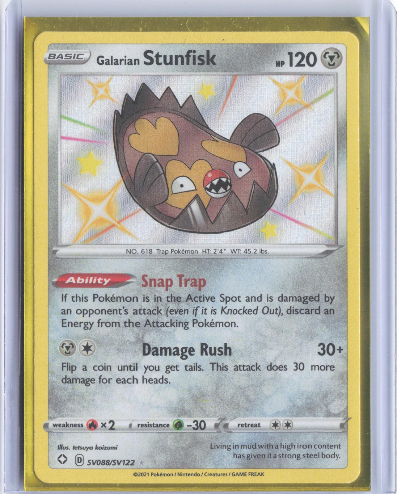 Galarian Stunfisk SV088/SV122 Shining Fates Shiny Vault Pokemon Holo TCG Card