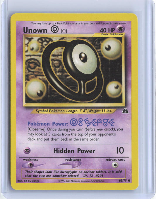 Unown [O] 69/75 Common Neo Discovery Pokemon Unlimited TCG Card