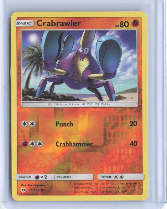 Crabrawler 72/149 Common SM Base Set Pokemon Reverse Holo TCG Card