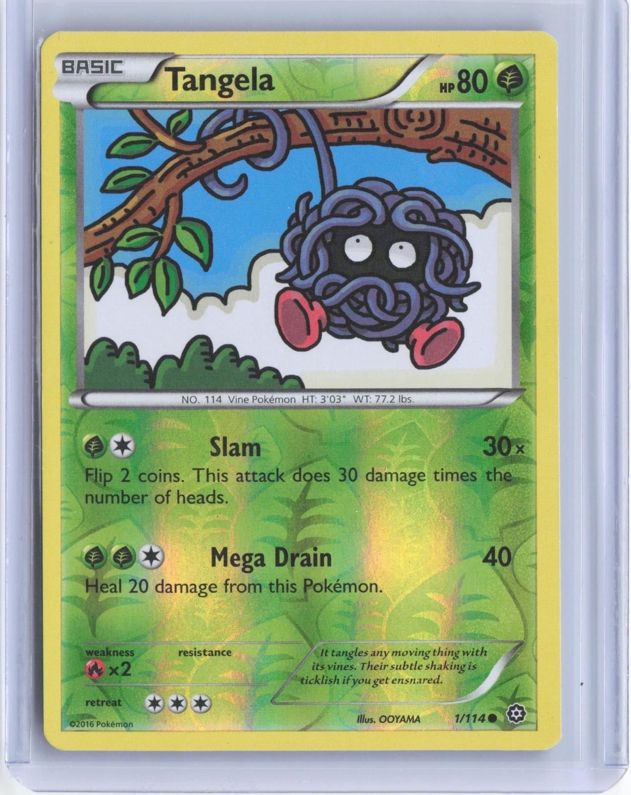 Tangela 1/114 Common Steam Siege Pokemon Reverse Holo TCG Card