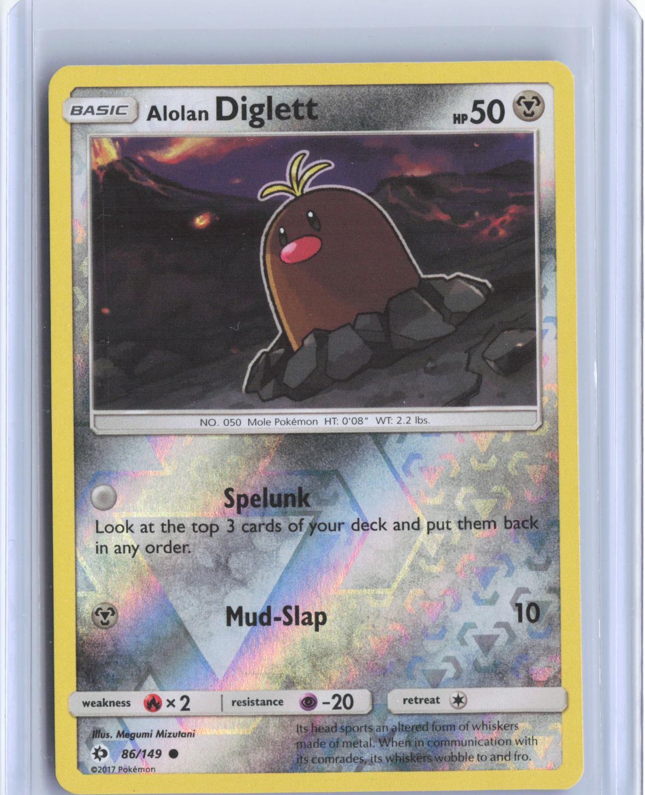 Alolan Diglett 86/149 Common SM Base Set Pokemon Reverse Holo TCG Card