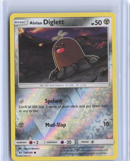 Alolan Diglett 86/149 Common SM Base Set Pokemon Reverse Holo TCG Card