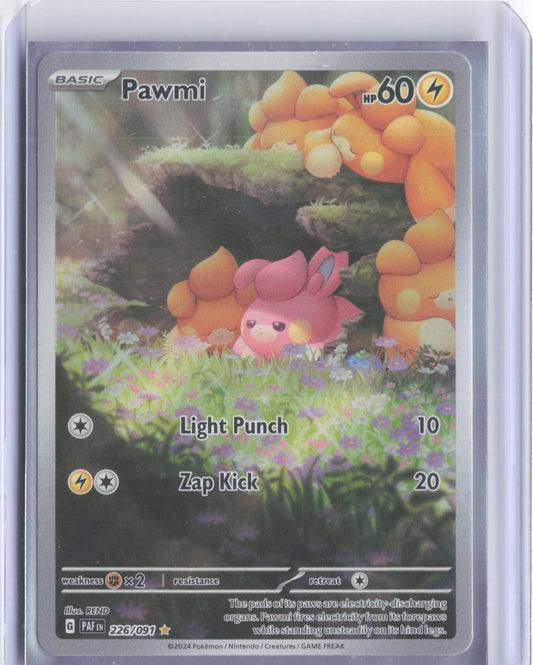 Pawmi 226/091 Illustration Rare Paldean Fates Pokemon Holo