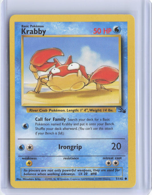 Krabby 51/62 Common Fossil Pokemon Unlimited TCG Card