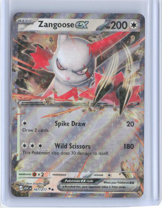 Zangoose ex 167/217 Double Rare Ascended Heroes Pokemon Holo