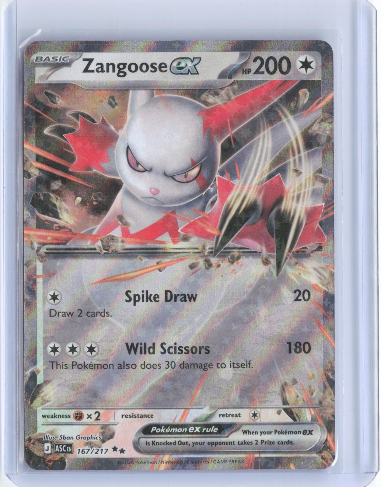 Zangoose ex 167/217 Double Rare Ascended Heroes Pokemon TCG Card