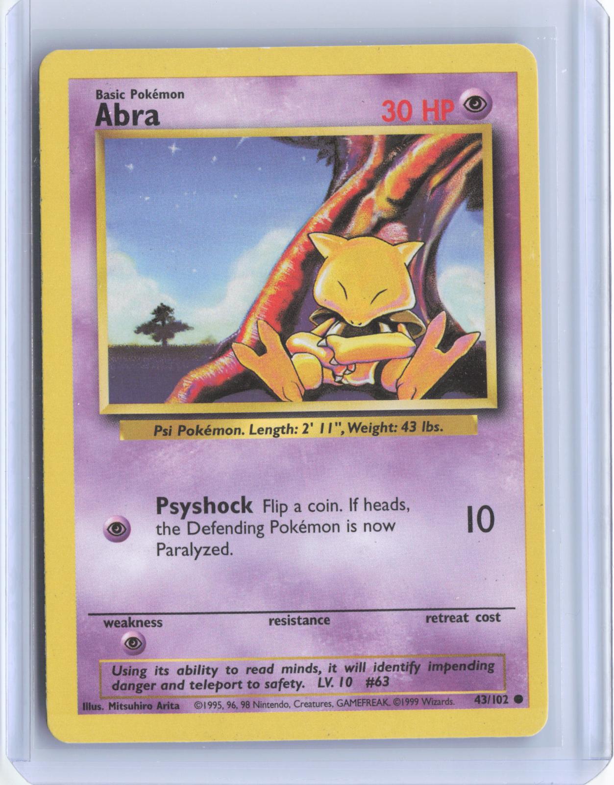 Abra 43/102 Common Base Set Unlimited Pokemon TCG Card