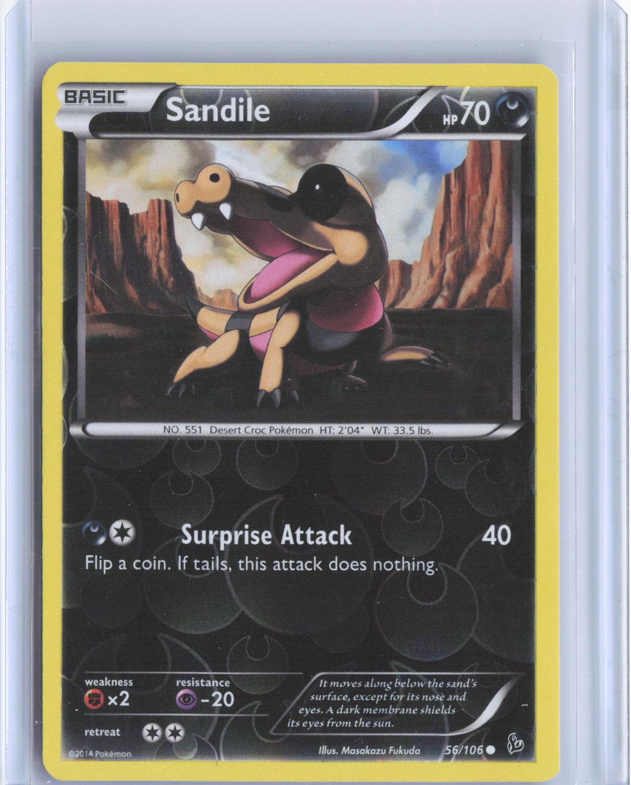 Sandile 56/106 Common Flashfire Pokemon Reverse Holo TCG Card