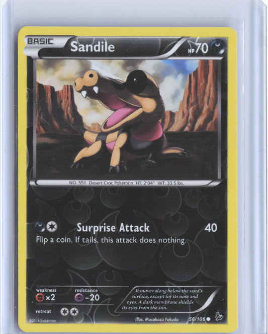 Sandile 56/106 Common Flashfire Pokemon Reverse Holo TCG Card
