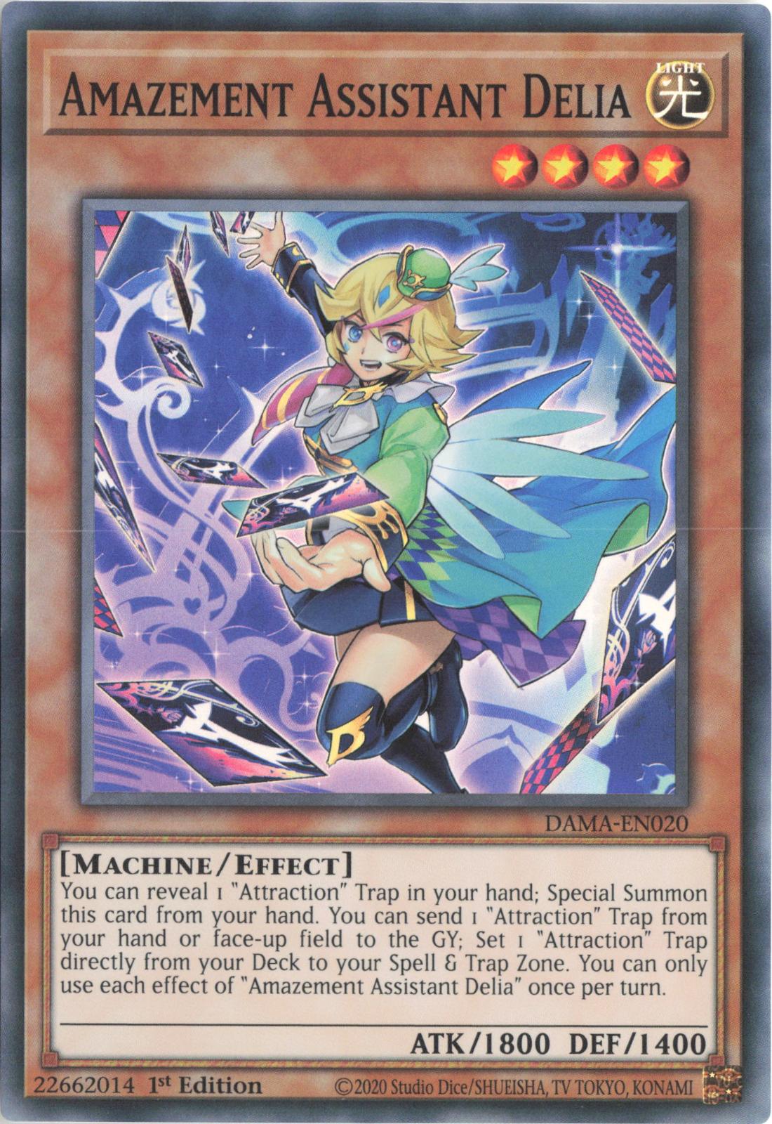 Amazement Assistant Delia DAMA-EN020 Dawn of Majesty Yu-Gi-Oh 1st Edition