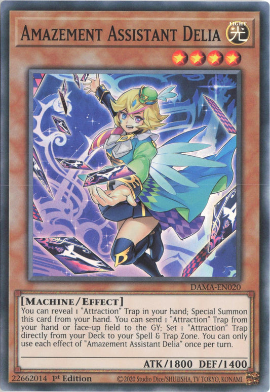 Amazement Assistant Delia DAMA-EN020 Dawn of Majesty Yu-Gi-Oh 1st Edition