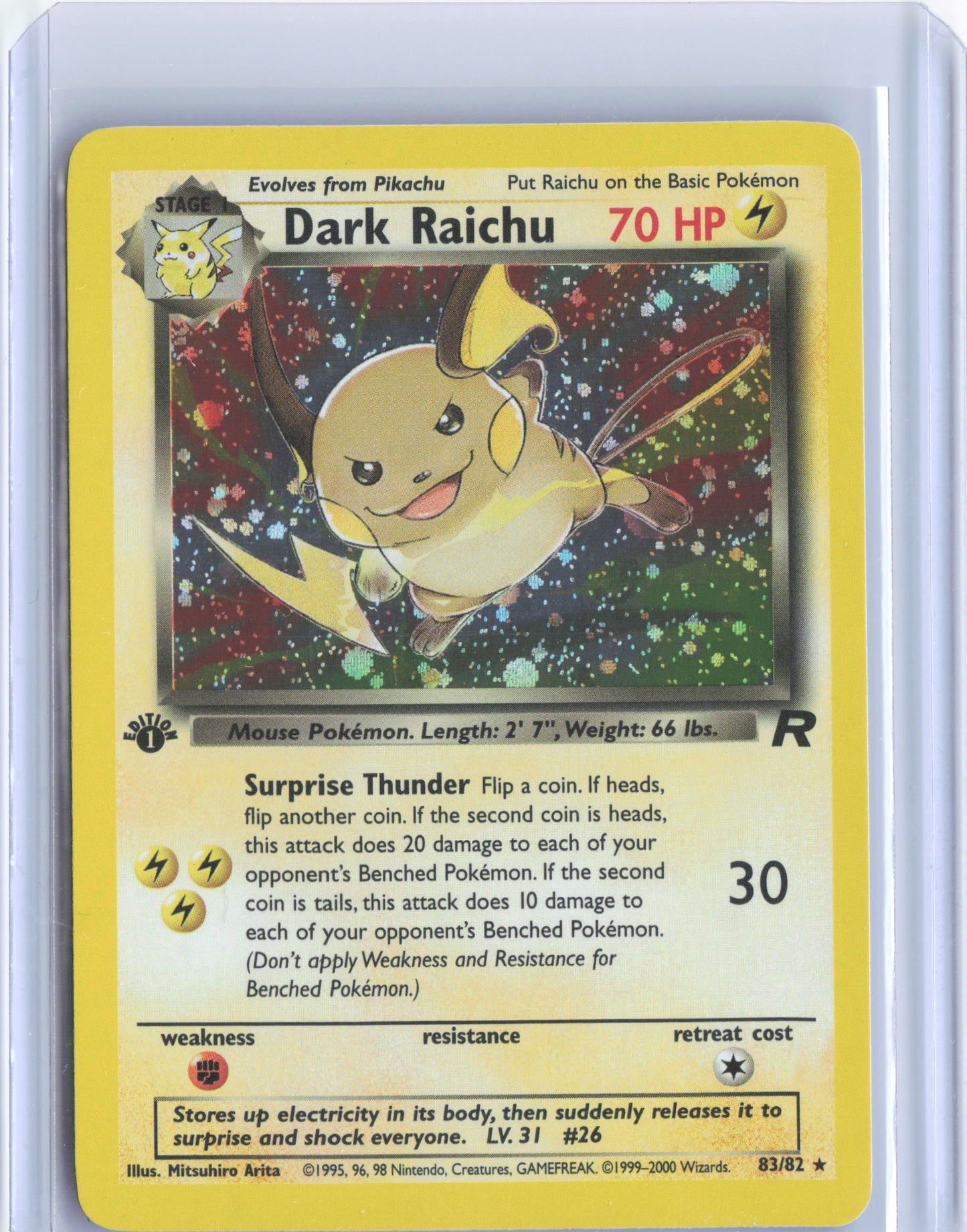 Dark Raichu 1st Edition 83/82 - Team Rocket (TR) Pokémon Card TCG