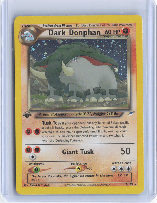 Dark Donphan 1st Edition 3/105 - Neo Destiny (N4) Pokémon Card TCG