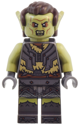 LEGO Lord of the Rings - Orc - Olive Green Head, Pearl Dark Gray Armor over Dark Tan Fur, Dark Brown Hair Item No: lor137 Set: 10333