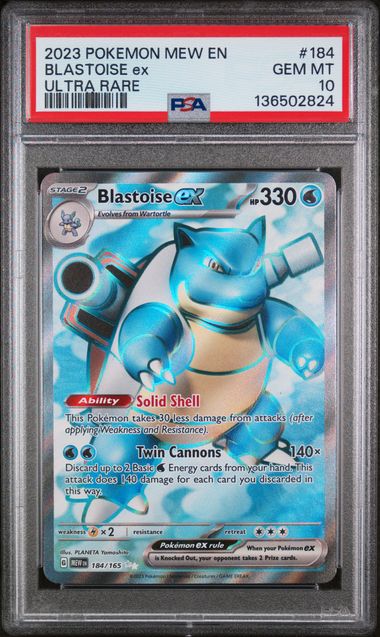 PSA 10 2023 POKEMON MEW EN-151 #184 BLASTOISE ex ULTRA RARE Graded Pokémon TCG Card