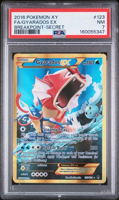 PSA 7 2016 POKEMON XY BREAKPOINT #123 FA/GYARADOS EX BREAKPOINT-SECRET Graded Pokémon TCG