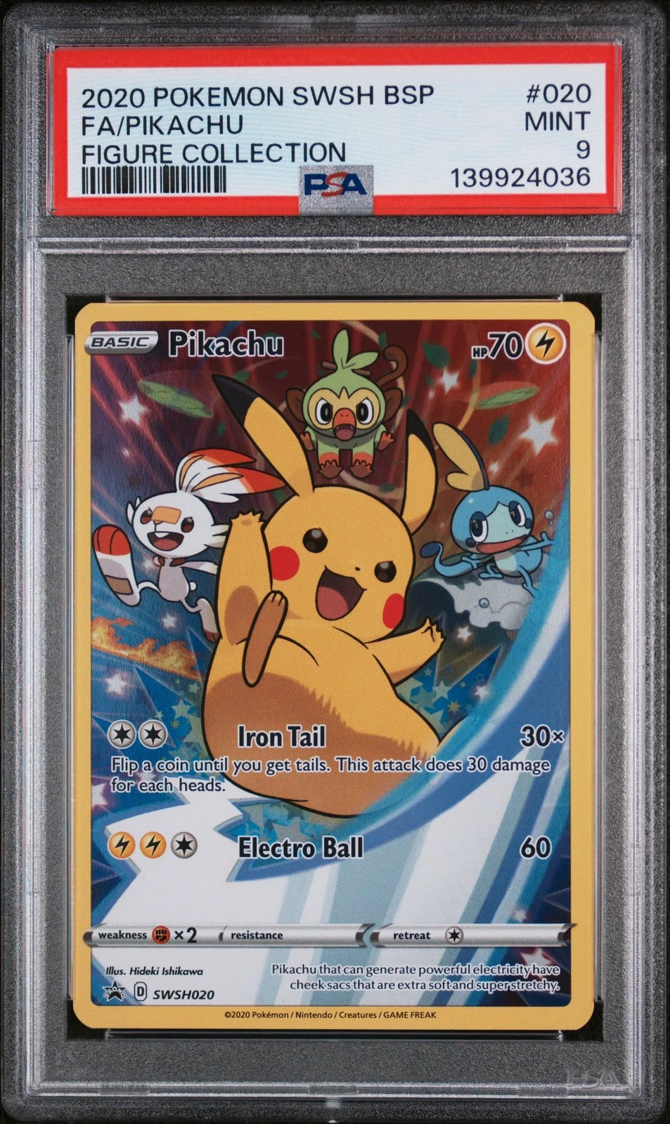 PSA 9 2020 POKEMON SWSH BLACK STAR PROMO FIGURE COLLECTION #020 FULL ART/PIKACHU Graded Pokémon TCG Card