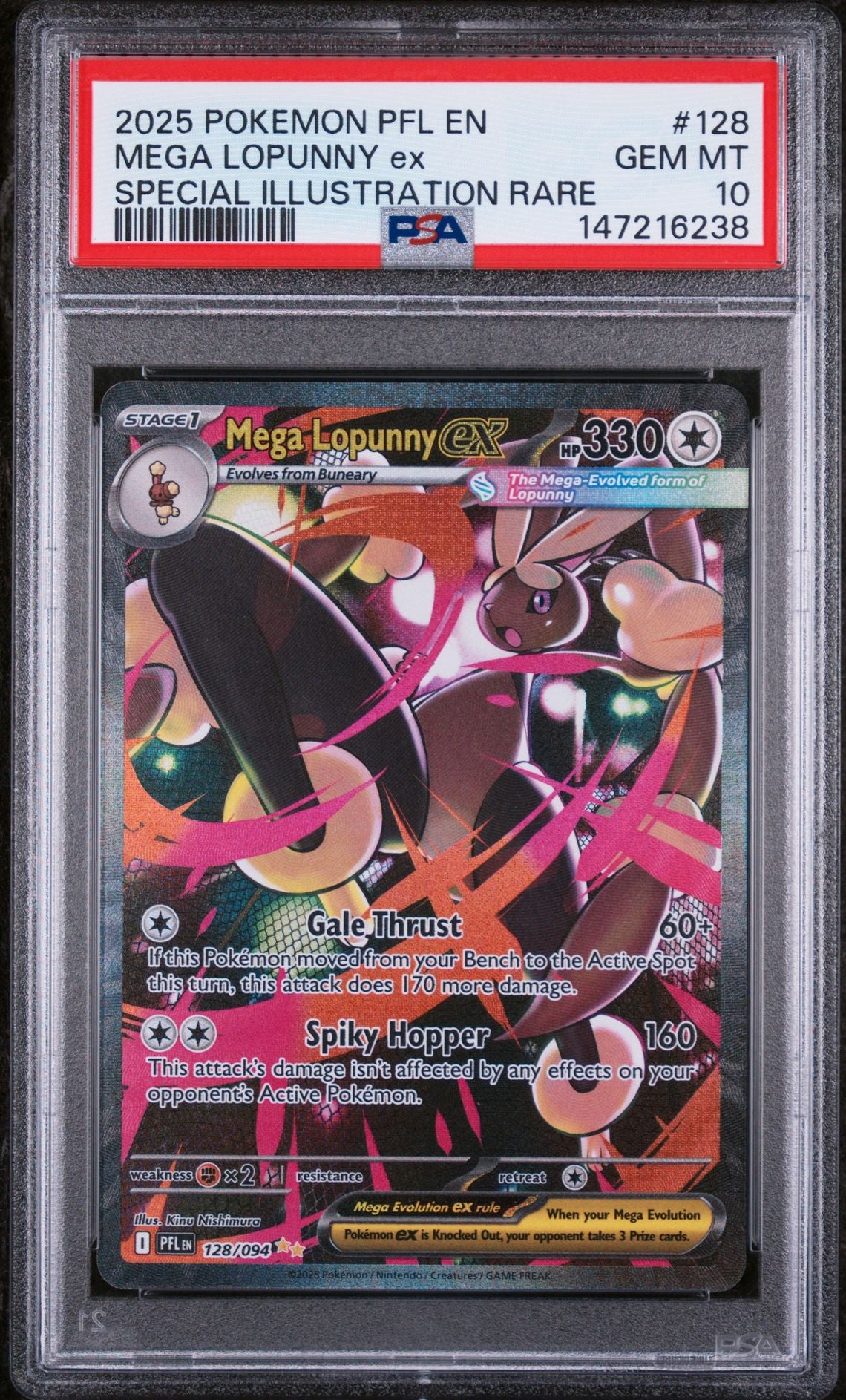 PSA 10 2025 POKEMON PFL EN-PHANTASMAL FLAMES 128 MEGA LOPUNNY EX SPECIAL ILLUSTRATION RARE Graded Pokémon TCG Card