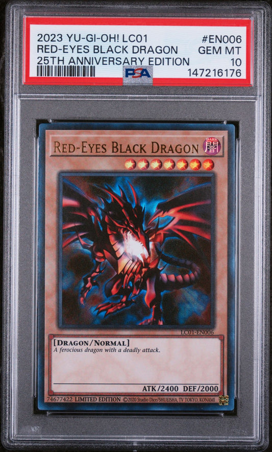 PSA 10 2023 YU-GI-OH! LC01-LEGENDARY COLLECTION: 25TH ANNIVERSARY EDITION EN006 RED-EYES BLACK DRAGON Graded Yu-Gi-Oh Card TCG